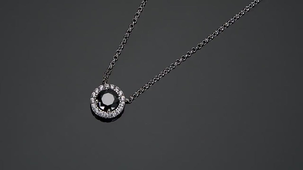 Black Moissanite Necklace,1 CT Black Stone Round Cut Moissanite Necklace, Sterling Silver Necklace, Moissanite Necklace, Gift For Girlfriend