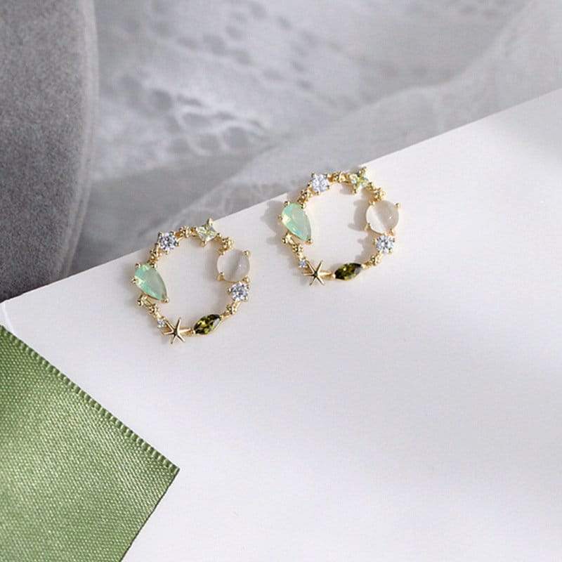 Dainty Circular Gemstone Stud Earrings, Sterling Silver Stud Earrings, Gift for Her, Minimalist Jewelry, Dainty Earrings, Handmade Jewelry LATUKI 