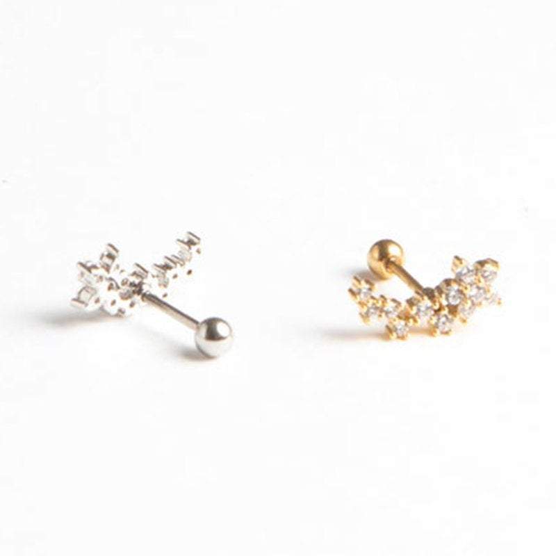 Flower Cartilage Earring, Tragus earring, dainty flower barbell, Helix Daith Conch Earring tiny cz mini Flower Tragus Earring, sterling S925 LATUKI 