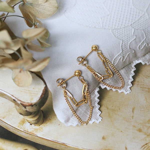 Gail Gold Chain Threader Earrings LATUKI 