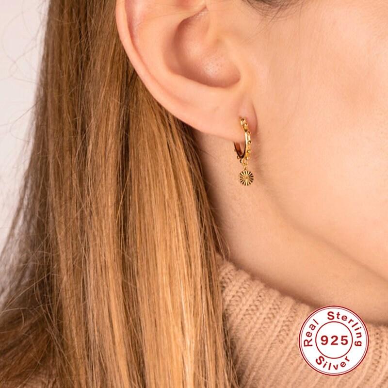 Gold dangle earrings, Gold hoop earrings, Huggie hoop earrings, Gold drop earrings, Boho earrings, Silver hoop earrings, minimalist hoop LATUKI 