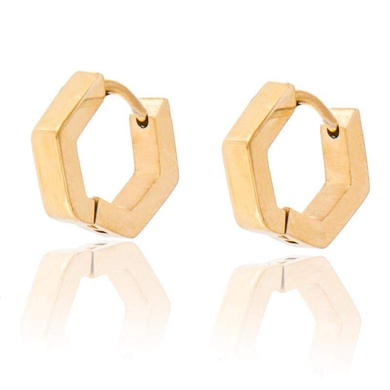 Gold Filled Hexagon Earrings, Hexagon Huggie Earrings, Tiny Huggie Earrings, Gold Huggie Earrings, Hexagon Hoop Earrings, Small Hoop Earring LATUKI 