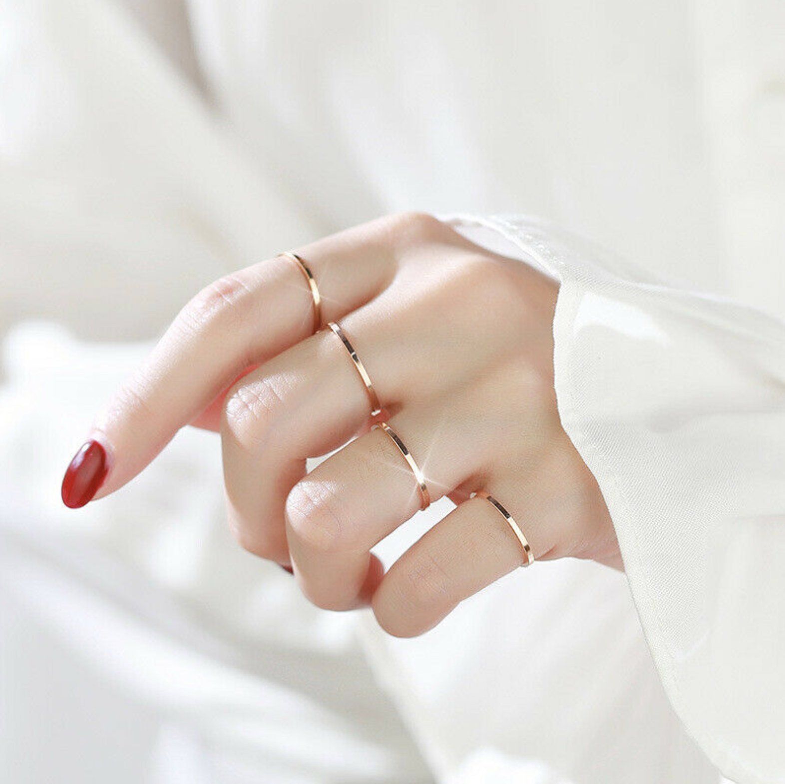 Gold Stacking Ring | Sterling Silver, 18k Gold, Filled Stacking Ring | Ultra Thin Gold Ring | Dainty Ring | Midi Ring | Minimalist Ring | LATUKI 