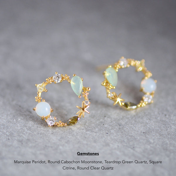 Kai Dainty Circular Gemstones Stud Earrings