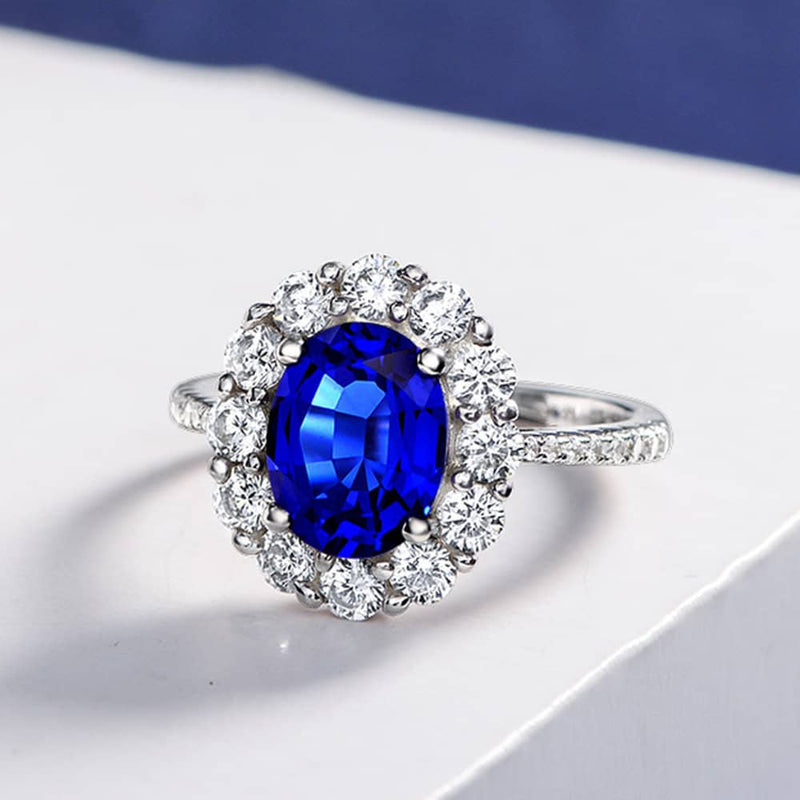 Art Deco Sapphire Ring, Vintage Genuine Blue Sapphire Engagement,Sterling Silver Ring-Promise Ring-Princess Diana Ring- September Birthstone