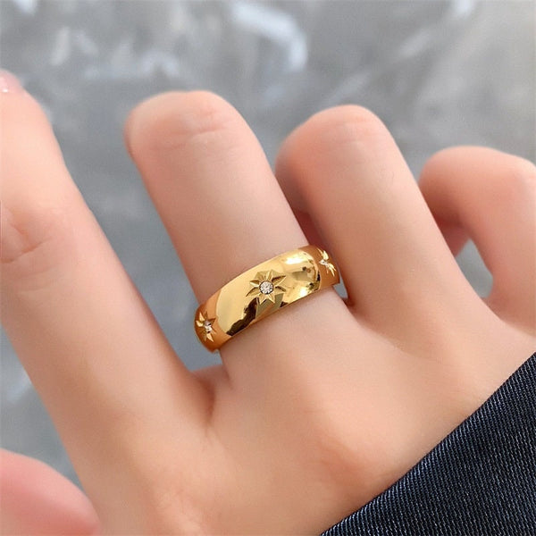 18K GOLD FILLED Cz Band Ring, Gold Stacking Ring, Thick Ring, Simple Gold Ring, Stacking Ring, Gold Plated Ring, Statement Ring, WATERPROOF