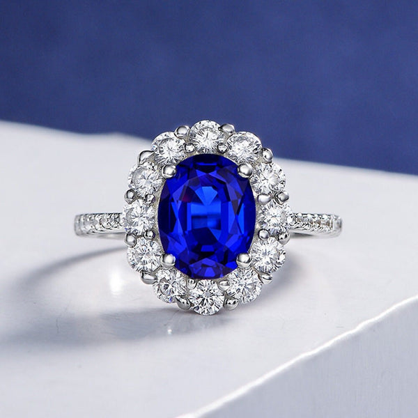 Art Deco Sapphire Ring, Vintage Genuine Blue Sapphire Engagement,Sterling Silver Ring-Promise Ring-Princess Diana Ring- September Birthstone