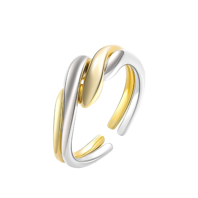 Interlocking Twisted Ring, Sterling Silver Ring, Twist Ring, Adjustable Ring, Weaving Braid Ring, Handmade Jewelry Ring, Latuki Fine Jewelry