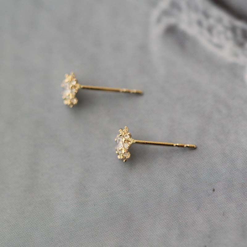 14K Dainty Sunflower Stud Earrings, SOLID GOLD 14K Stud Earrings, 14K Jewelry, Minimalist Jewelry, Dainty Earrings, Tiny Gold Studs Earrings