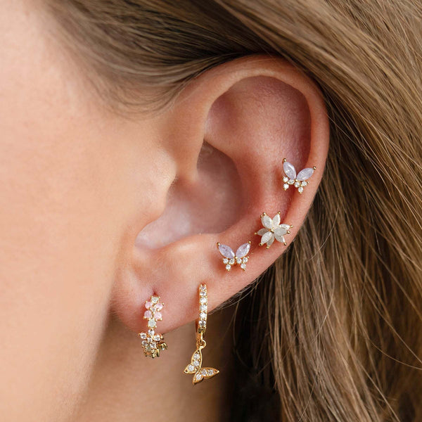 Cute Butterfly Earring Set, Gold Earring Set, Conch Piercing, Celestial Earrings, Butterfly Cartilage Piercing, Helix Earrings, Gift For Her
