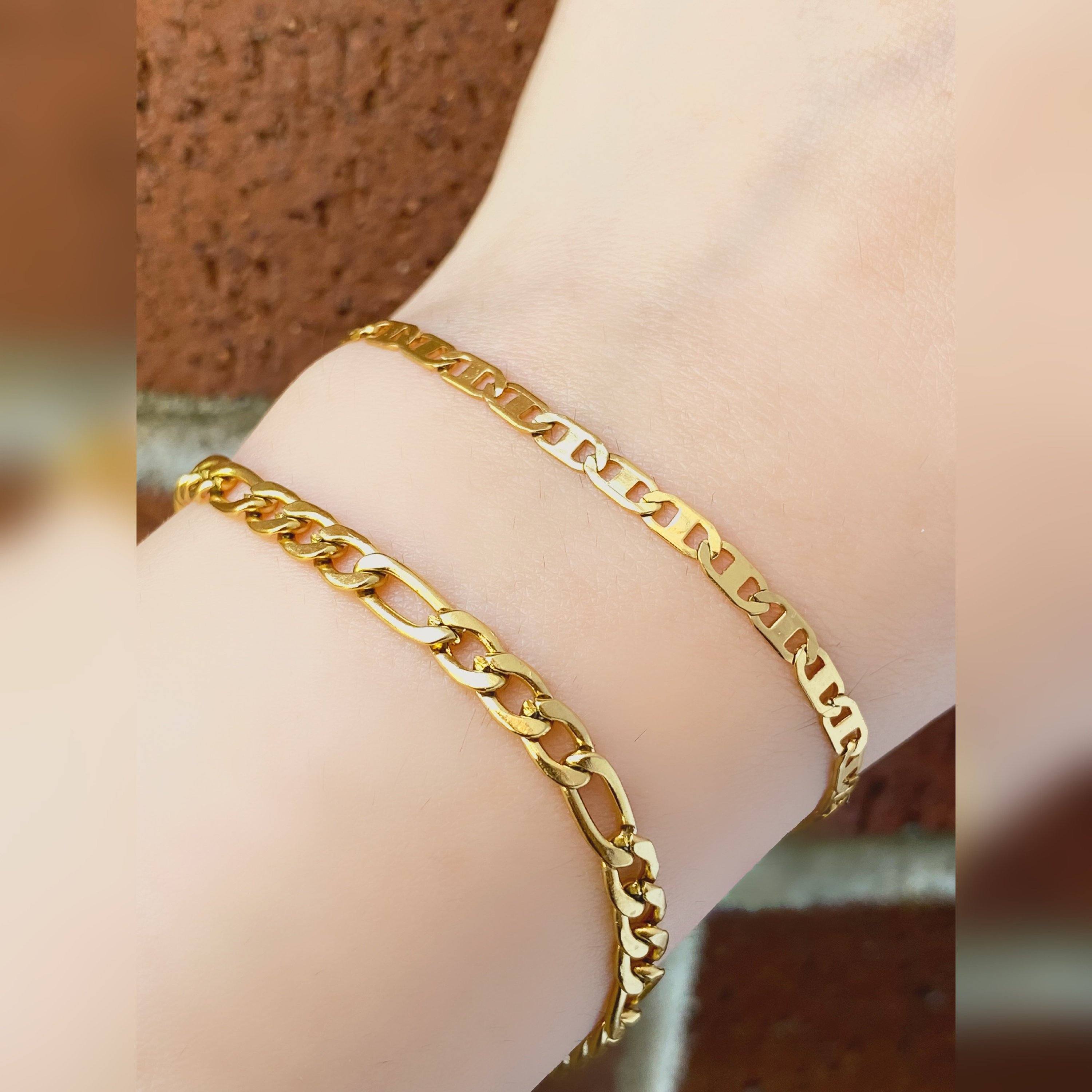 Link Chain Bracelet, 18k Gold Figaro Bracelet, Gold Gucci Mariner Chain Bracelet, Dainty Chain Bracelet, Stacking Bracelet, Gift For Her LATUKI 