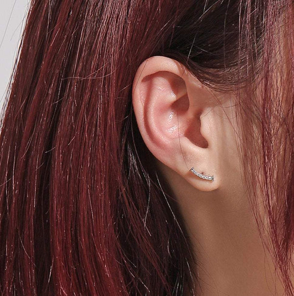 Mini curve earrings, cartilage piercings, mini earrings, small earrings, 18k gold, cubic zirconia, minimalistic, trendy, gold plated LATUKI 