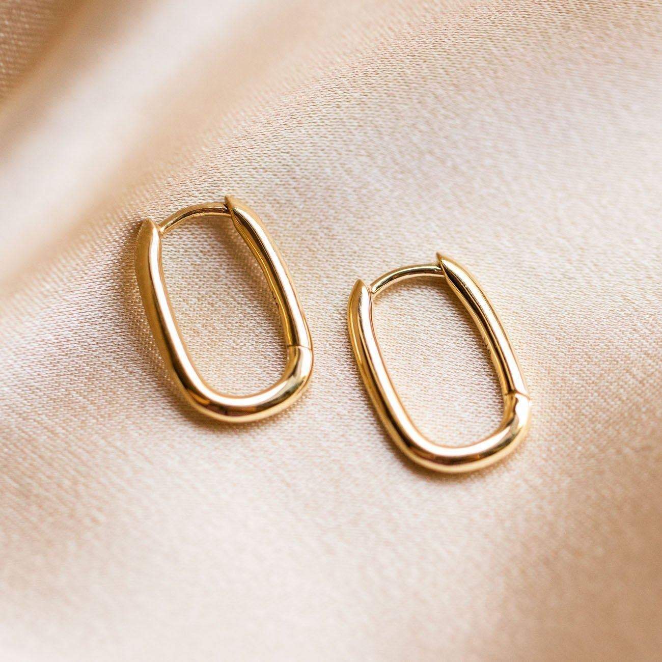 Oval Hoop Earrings, Huggie Hoop Earrings, 18k gold, Tiny Hoop Earrings, Huggie Earrings, Geometric Earrings, Mini oval hoop earrings, S925 LATUKI 