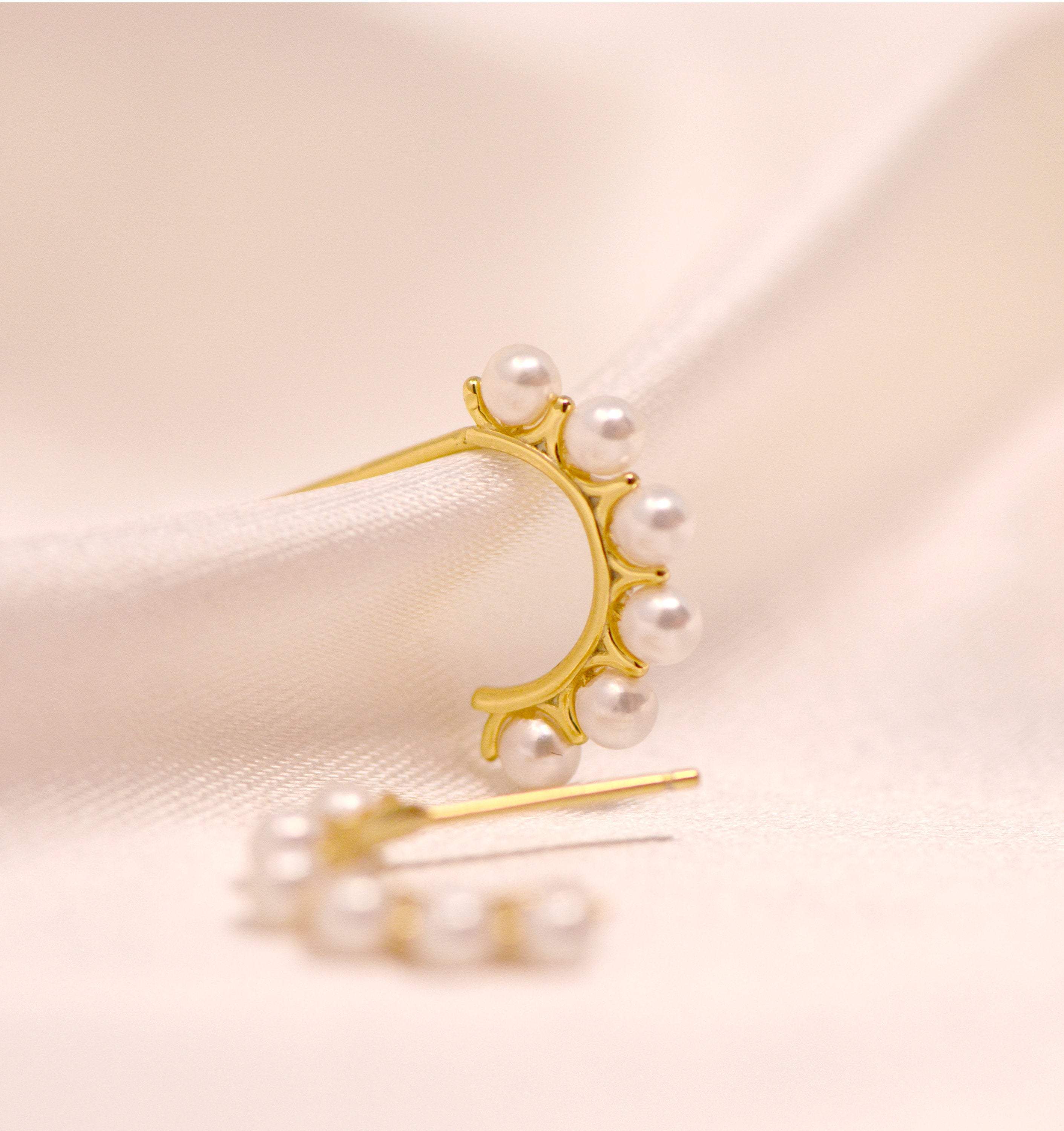 Pearl hoop earrings • small hoop • dainty studs • 18kGold • sterling silver • 925 Silver • Mini hoop earrings • dainty earrings • LATUKI 