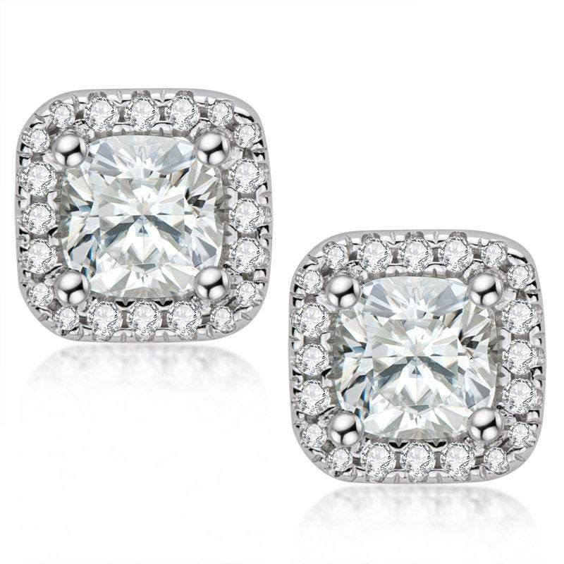 Rhonda 1 CT Halo Moissanite Earring Studs LATUKI 