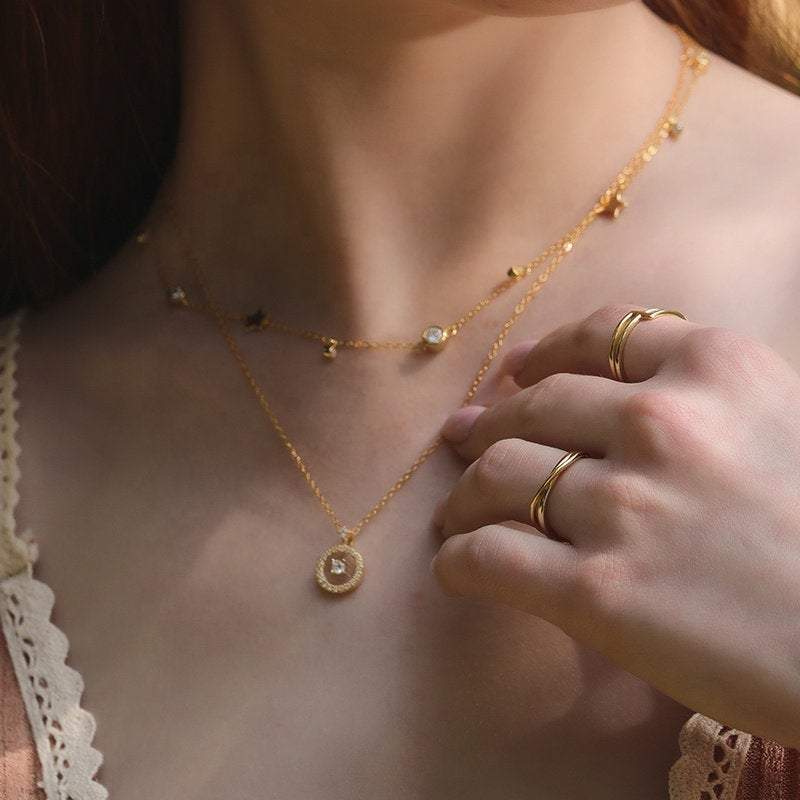 Star drop necklace, Dainty Gold Necklace, Celestial Necklace, Dainty Necklace, Layered necklaces, minimalistic necklaces, Dainty Choker Gold LATUKI 