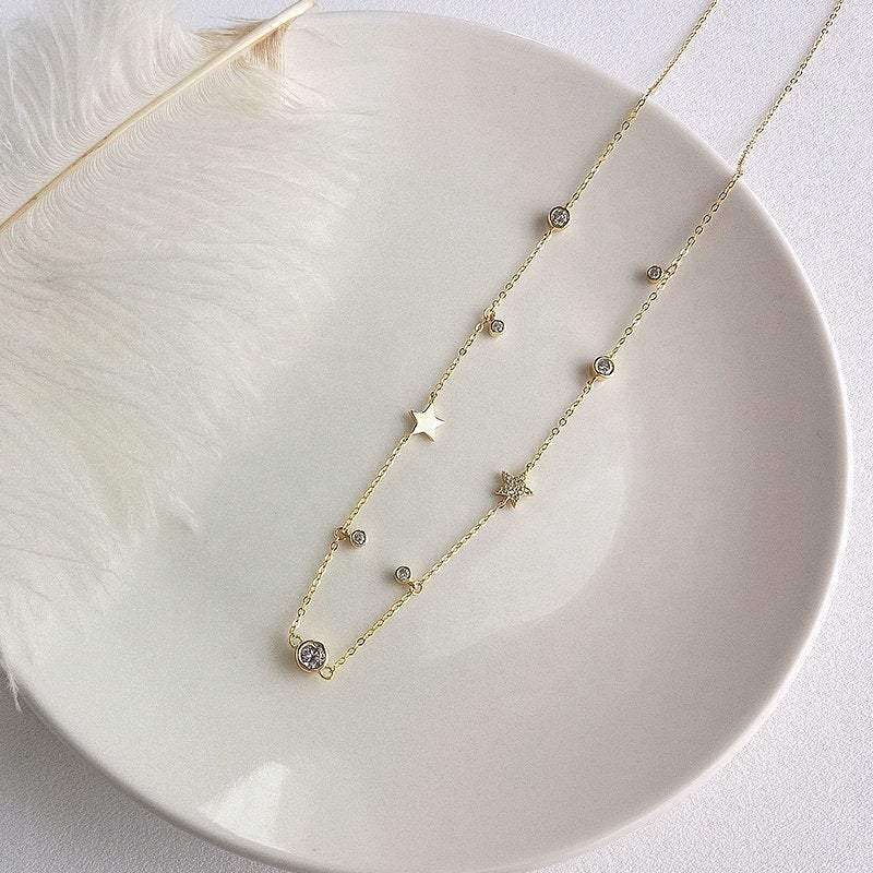 Star drop necklace, Dainty Gold Necklace, Celestial Necklace, Dainty Necklace, Layered necklaces, minimalistic necklaces, Dainty Choker Gold LATUKI 