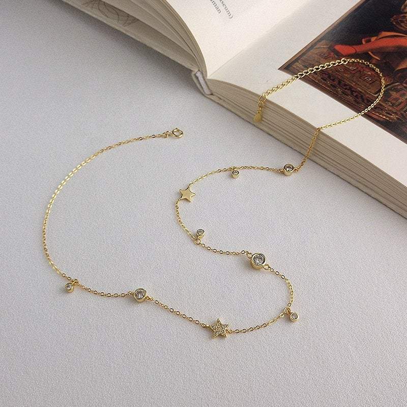 Star drop necklace, Dainty Gold Necklace, Celestial Necklace, Dainty Necklace, Layered necklaces, minimalistic necklaces, Dainty Choker Gold LATUKI 