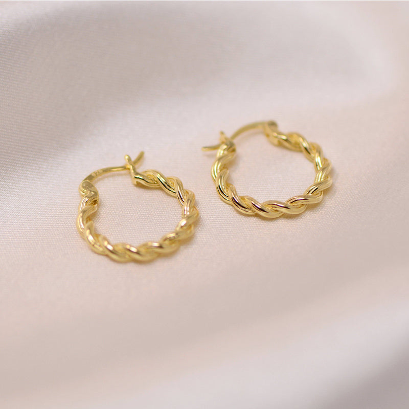 Sterling Silver Circle Twisted Hoop, 18k Gold Plated Hoop, 925 Silver Twisted Hoop, Gold Hoop Earrings, Dainty Minimalist Hoops,Gift For Her LATUKI 