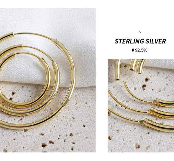 Sterling Silver Dainty Gold Hoops, 18k Gold Vermeil, Thin Hoop Earrings, Gold Hoop Earrings, Endless Gold Hoops, Huggie Hoops, Gift For Her LATUKI 