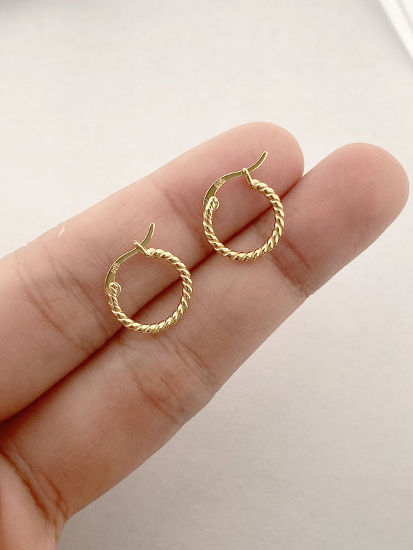 Sterling Silver Dainty Twisted Hoop, 18k Gold Plated Hoop, 925 Silver Twisted Hoop, Gold Hoop Earrings, Dainty Minimalist Hoops,Gift For Her LATUKI 