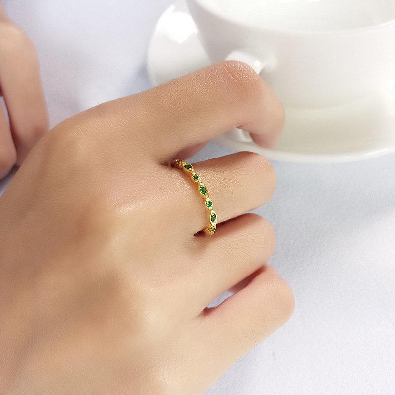 Sterling Silver Emerald Band, Emerald Ring, May Birthstone Ring, Emerald May Birthstone, Dainty Emerald Ring, Green Gemstone Ring, Stacking LATUKI 