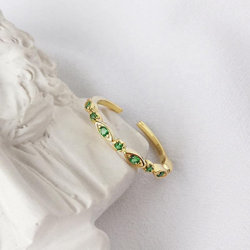 Sterling Silver Emerald Band, Emerald Ring, May Birthstone Ring, Emerald May Birthstone, Dainty Emerald Ring, Green Gemstone Ring, Stacking LATUKI 