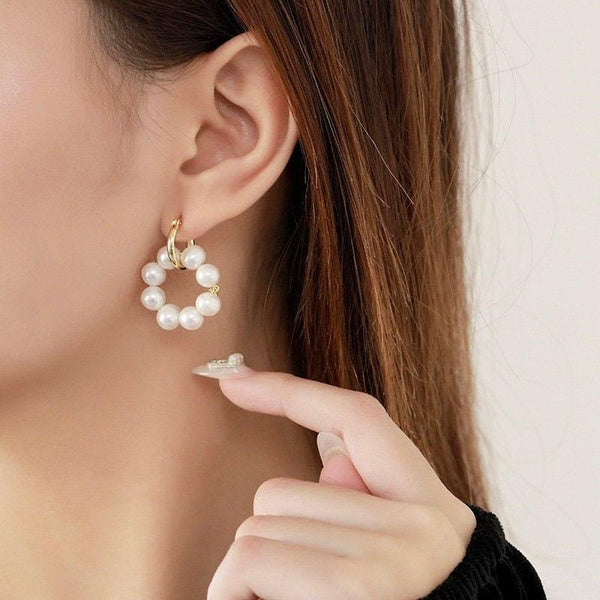 Sterling Silver Freshwater Pearl Earrings, 18K Gold Hoop Earrings, Pearl Hoop Earrings, Pearl Earrings, Boho Beach Jewelry, Gift For Her. LATUKI 