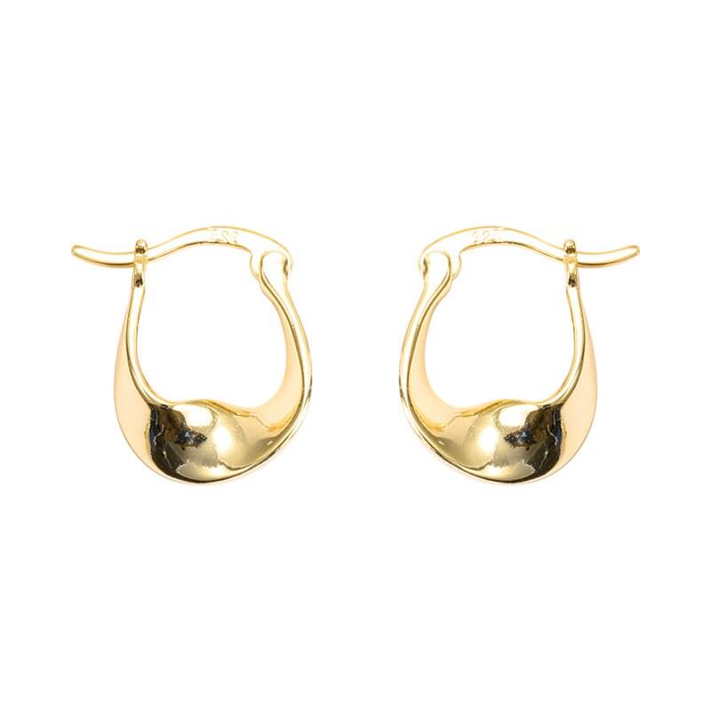 Sterling Silver Geometric Hoops, Twisted Hoops, Circle Twisted Hoop, 18k Gold, Plated Hoop, Minimalist Hoops, Gold hoop earrings, Bell Hoops LATUKI 