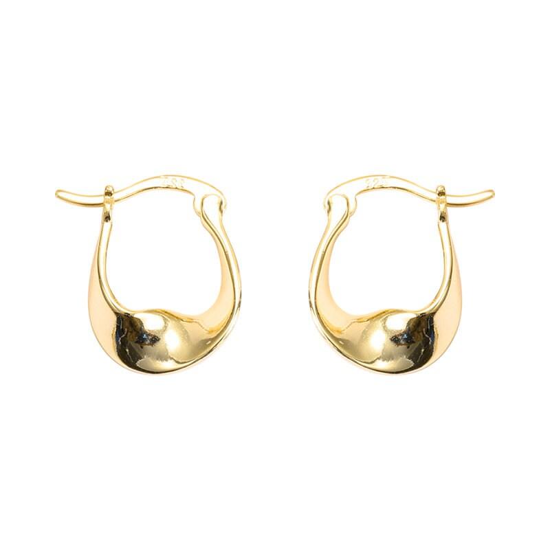 Sterling Silver Geometric Hoops, Twisted Hoops, Circle Twisted Hoop, 18k Gold, Plated Hoop, Minimalist Hoops, Gold hoop earrings, Bell Hoops LATUKI 