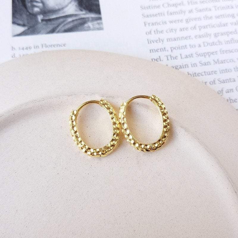 Sterling Silver Hammered Hoops, Hoop Earrings, Huggie Hoop Earrings, 18k Gold Plated Hoop, Minimalist Gold Hoop Earrings, Gift For Her LATUKI 
