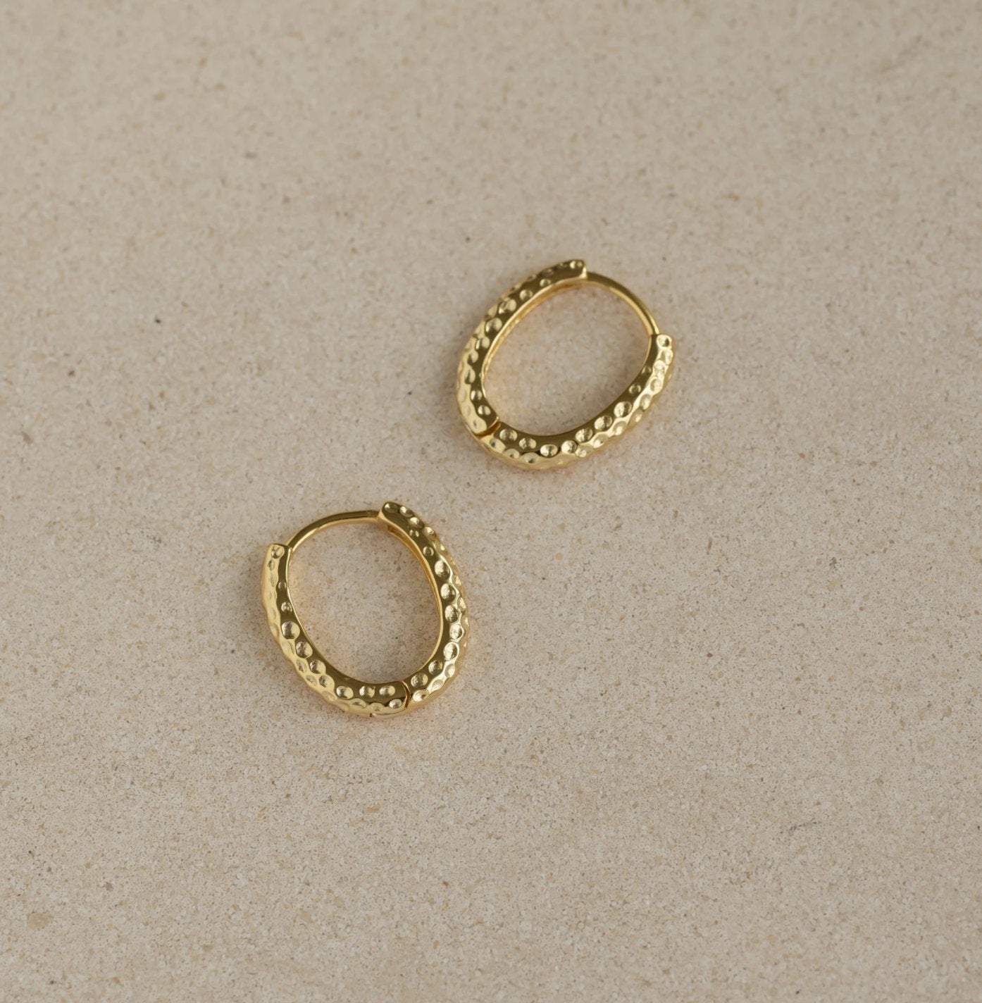 Sterling Silver Hammered Hoops, Hoop Earrings, Huggie Hoop Earrings, 18k Gold Plated Hoop, Minimalist Gold Hoop Earrings, Gift For Her LATUKI 