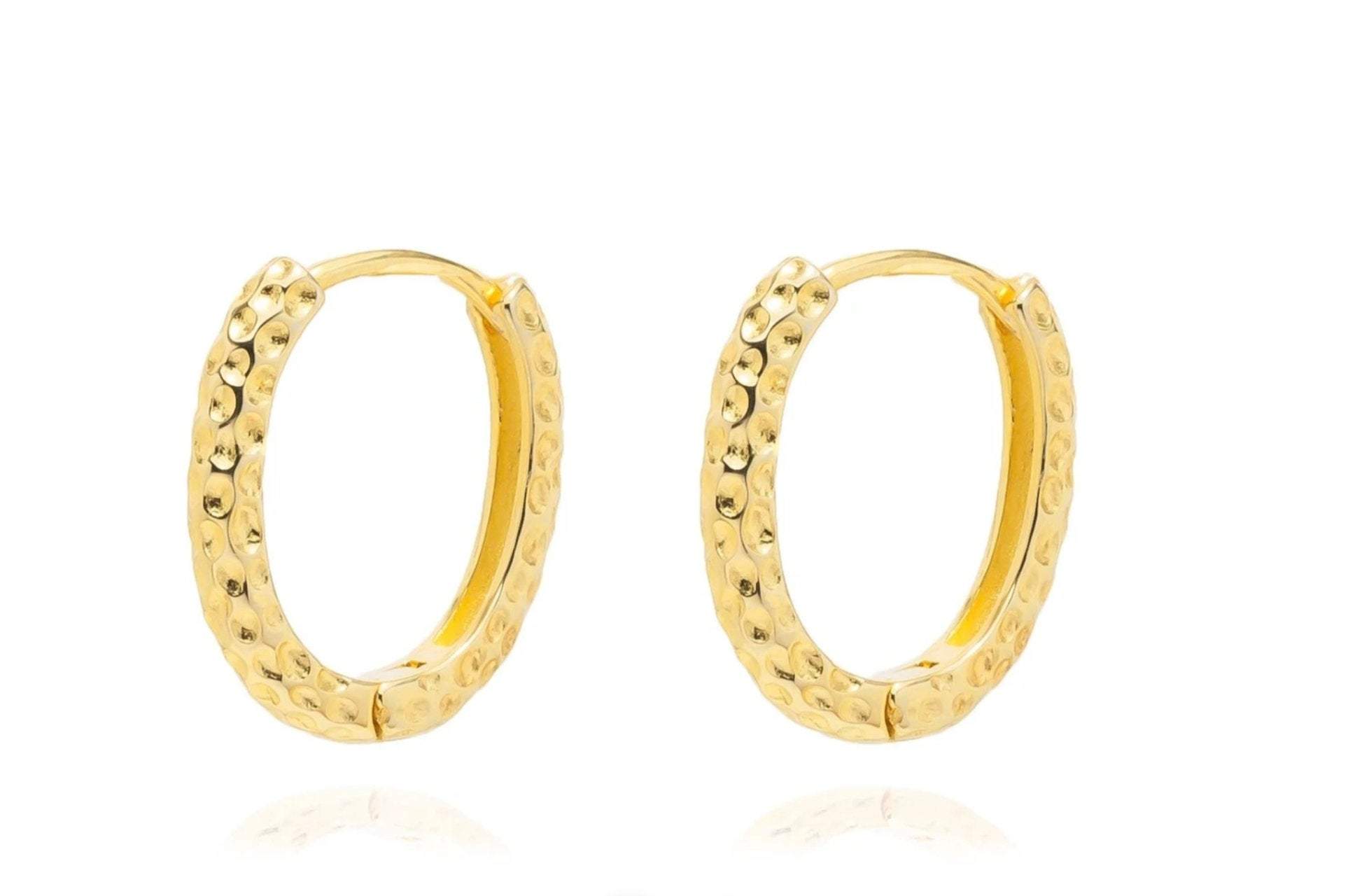 Sterling Silver Hammered Hoops, Hoop Earrings, Huggie Hoop Earrings, 18k Gold Plated Hoop, Minimalist Gold Hoop Earrings, Gift For Her LATUKI 