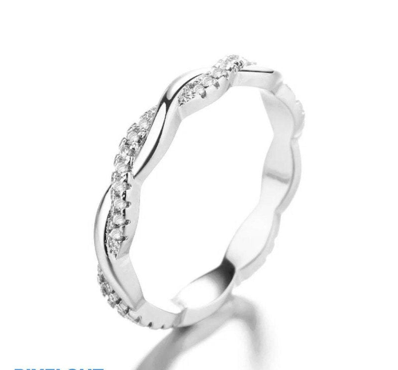 Sterling Silver Twisted Ring, 18K Gold, Twist Ring, Stacking Ring, Weaving Braid Ring, Twist Vine Ring, CZ Ring, Double Twist Ring,Rope Ring LATUKI 