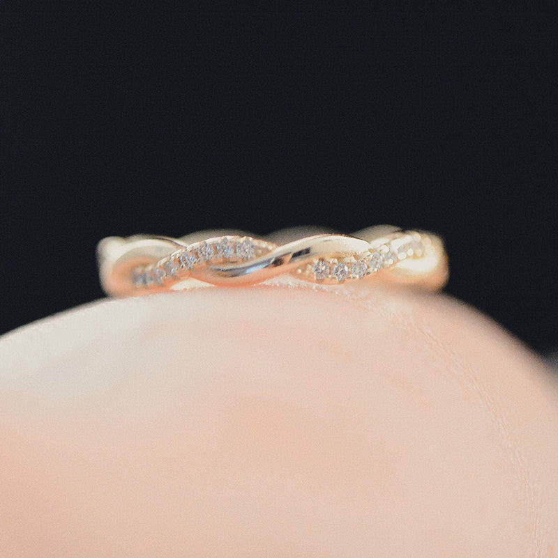Sterling Silver Twisted Ring, 18K Gold, Twist Ring, Stacking Ring, Weaving Braid Ring, Twist Vine Ring, CZ Ring, Double Twist Ring,Rope Ring LATUKI 