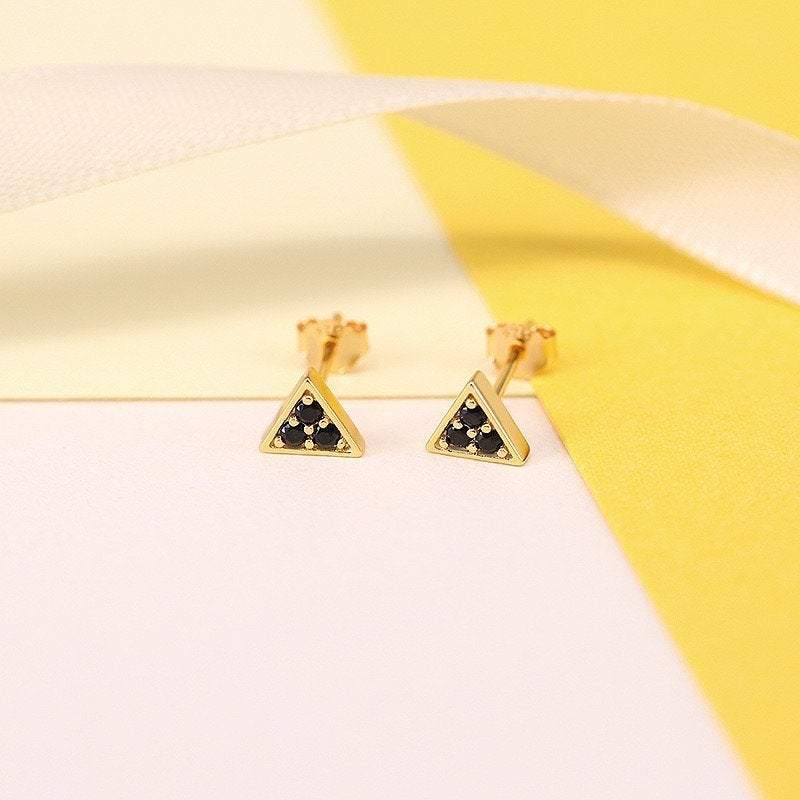 Three CZ Stud Earrings, Minimalist Stud Earrings, Gold Dainty Studs, Tiny Gold Studs, Stud Earrings, Silver Tiny Studs, Small Stud Earring LATUKI 